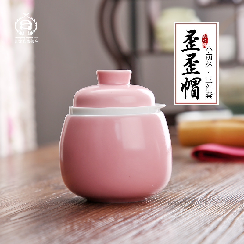 DH small mini double lovely jingdezhen ceramic cup office keller cups with cover filter tea cup