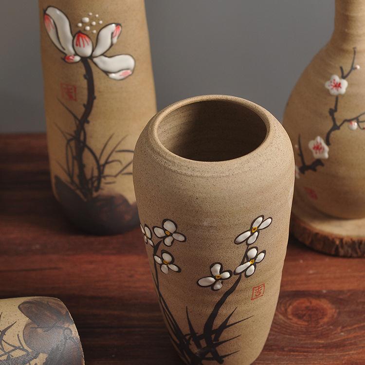 Chinese style restoring ancient ways, TaoXiaoHua bottles of jingdezhen hand - made pottery flower implement manual creative household decorates sitting room flower arrangement