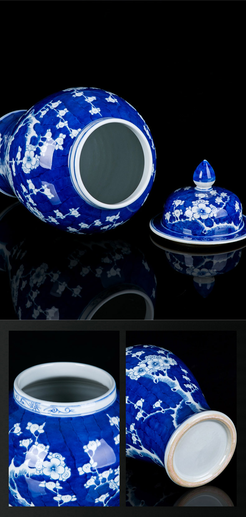 Jingdezhen blue and white porcelain ceramic hand - made mei general tank furnishing articles furnishing articles ice household act the role ofing is tasted big sitting room of Chinese style