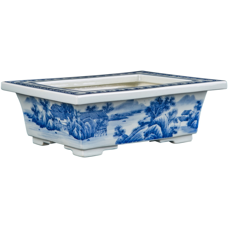 Jingdezhen blue and white porcelain hand - made gentleman orchid dedicated bonsai POTS rectangular floor furnishing articles creative desktop