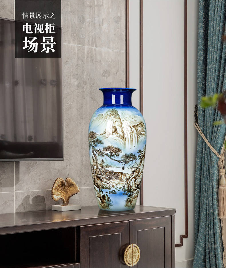 Bedroom vases, flower arrangement of jingdezhen ceramic furnishing articles furnishing articles light blue and white porcelain bottle of Chinese style living room key-2 luxury desks