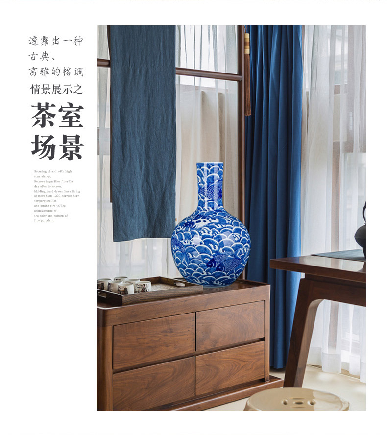 Jingdezhen hand made blue and white porcelain vase furnishing articles household act the role ofing is tasted, the sitting room TV ark, new Chinese style ceramic bottle arranging flowers