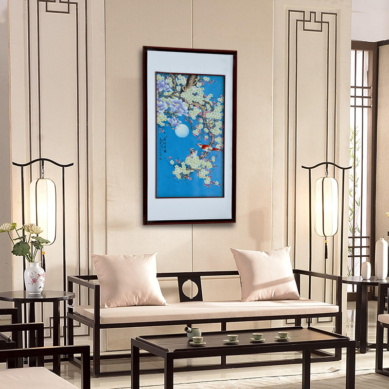 Jingdezhen ceramic painting birds and flowers adornment porcelain plate painting the sitting room is the study of new Chinese style sofa background porch hang a picture