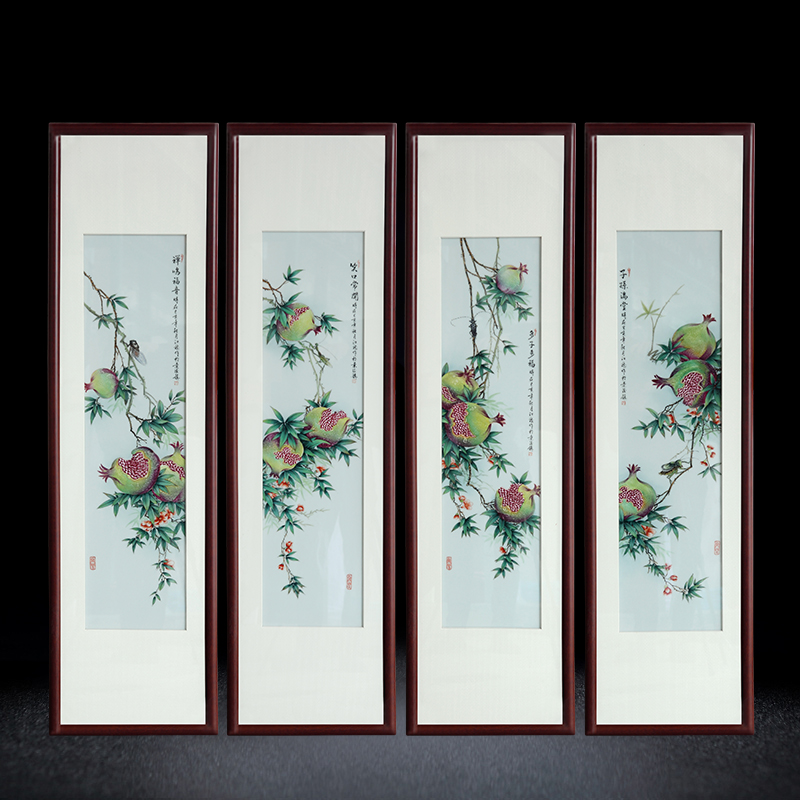 Jingdezhen porcelain plate painting pomegranate plant study ceramic decoration painting the sitting room porch hang a picture sofa background picture