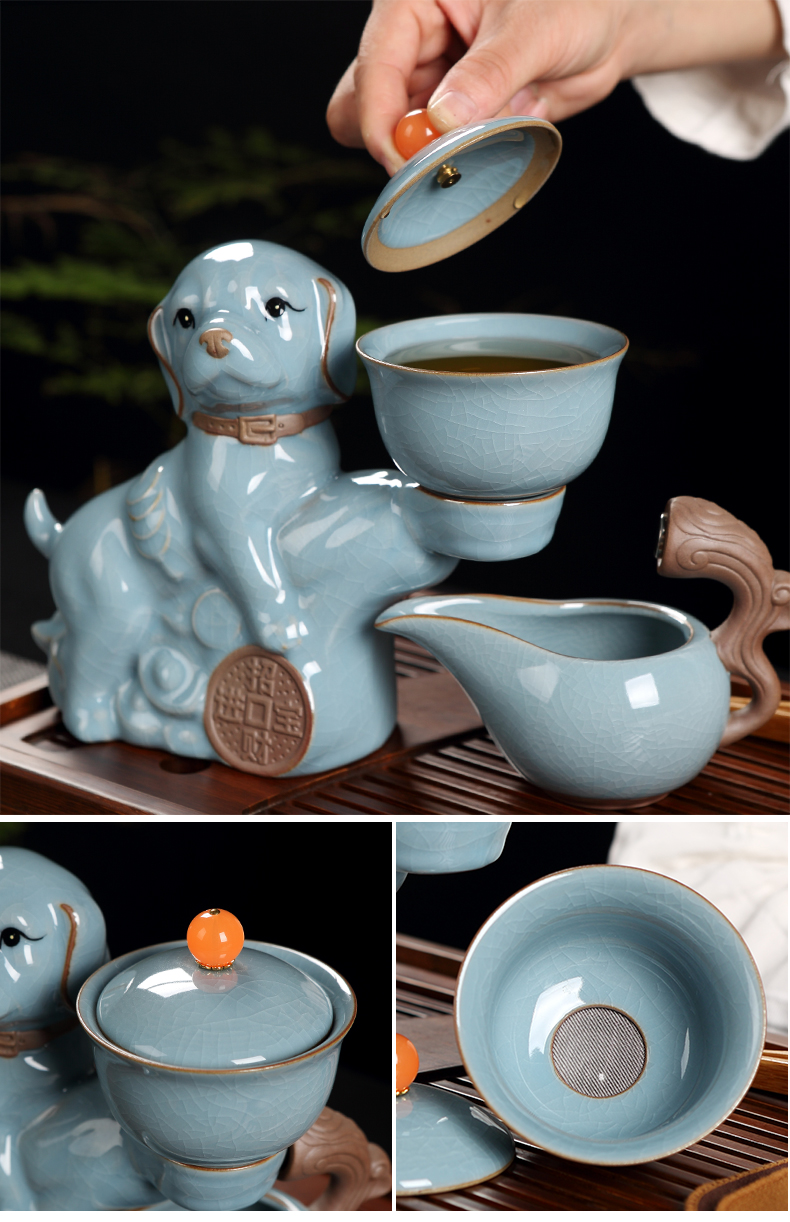 DH jingdezhen domestic kung fu tea set automatic tea your up of a complete set of tea cups of pottery and porcelain tea cups