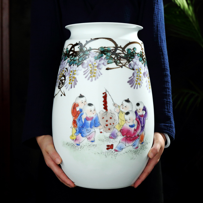 Intangible artisan sell loose guo - hua liu qin work jingdezhen hand - made bucket color character vase straight bottle vase furnishing articles