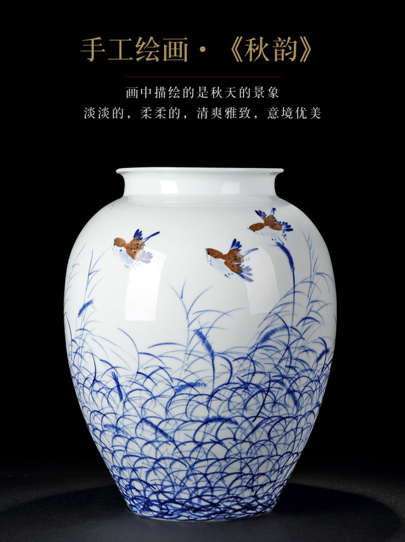 Jingdezhen blue and white glaze vase vase colorful hand - drawn mesa