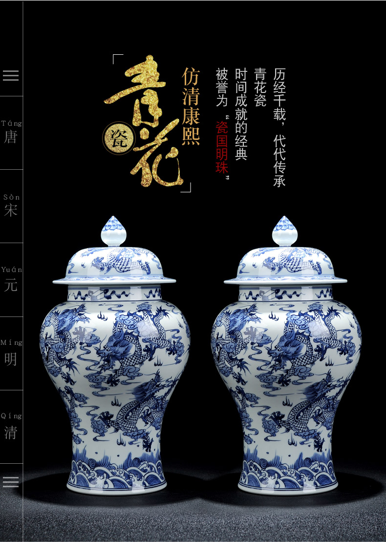 Jingdezhen hand blue and white porcelain vase imitation the qing emperor kangxi heavy industry general collection tea pot, Kowloon