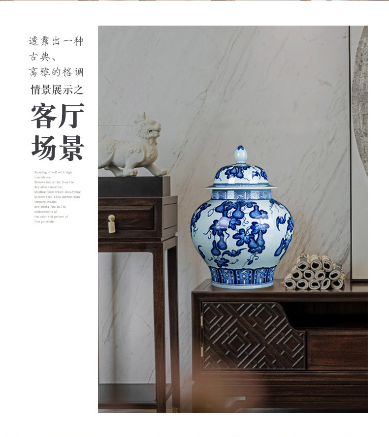 The General hand made blue and white porcelain jar furnishing articles household act the role ofing is tasted sitting room adornment of jingdezhen ceramic tea pot storage jar