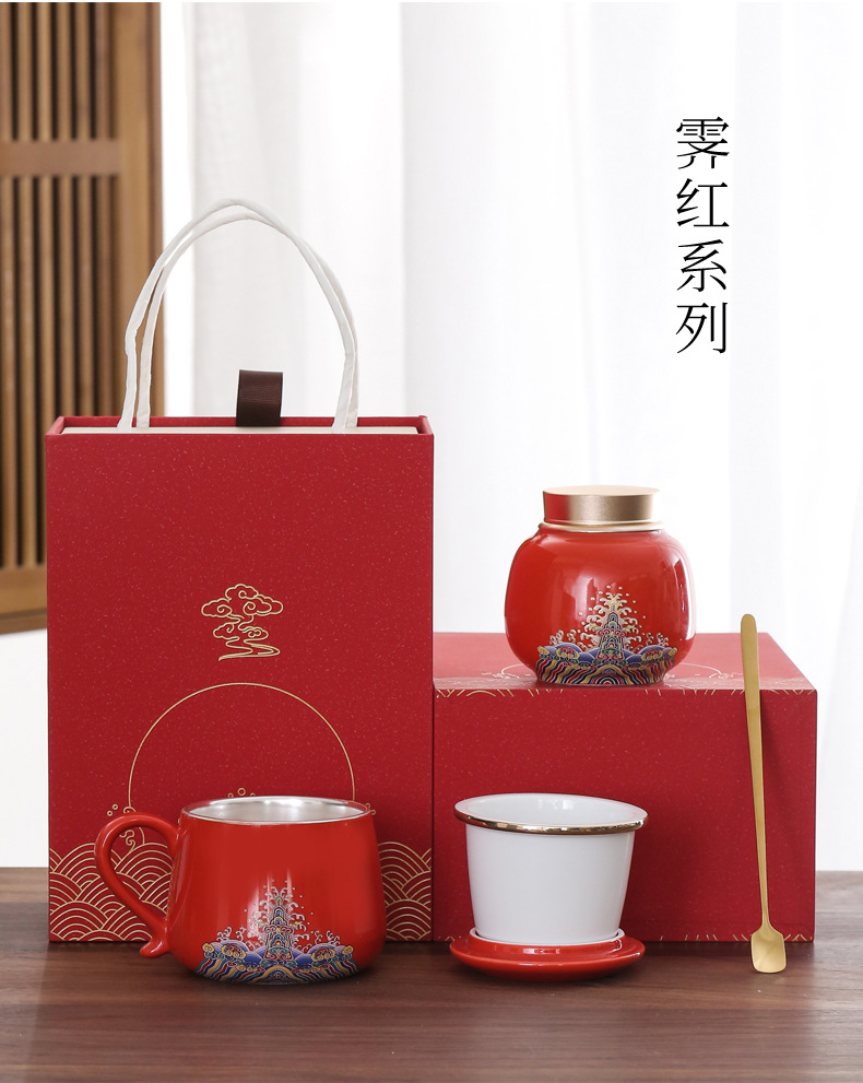 Manual coppering. As silver mugs box set water separation tank filter office cup Chinese style household ceramics