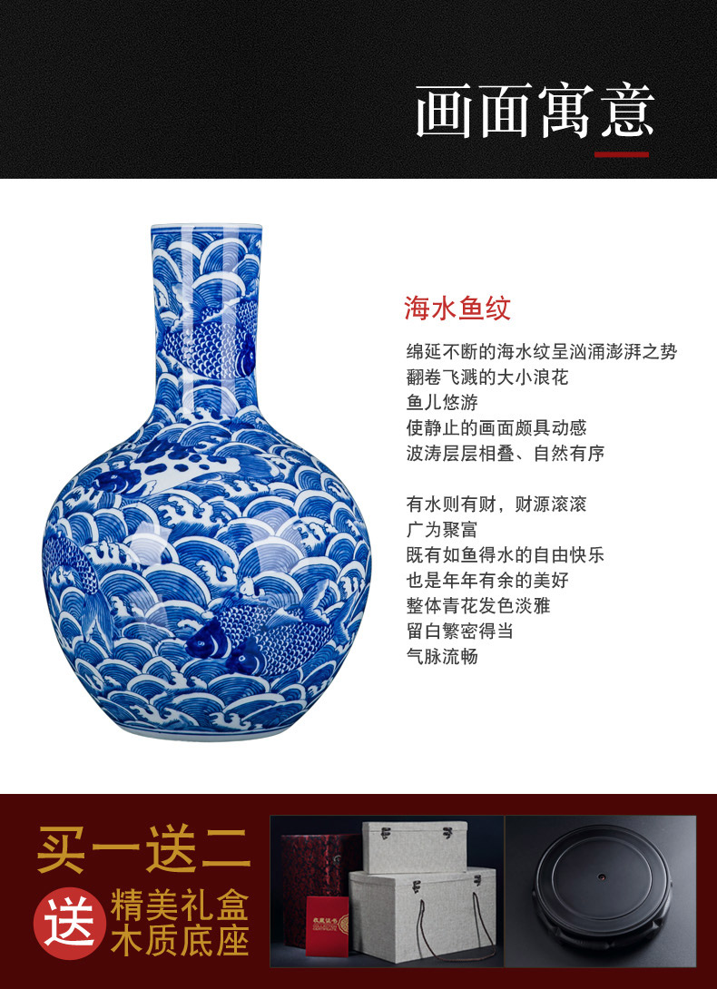 Jingdezhen hand made blue and white porcelain vase furnishing articles household act the role ofing is tasted, the sitting room TV ark, new Chinese style ceramic bottle arranging flowers