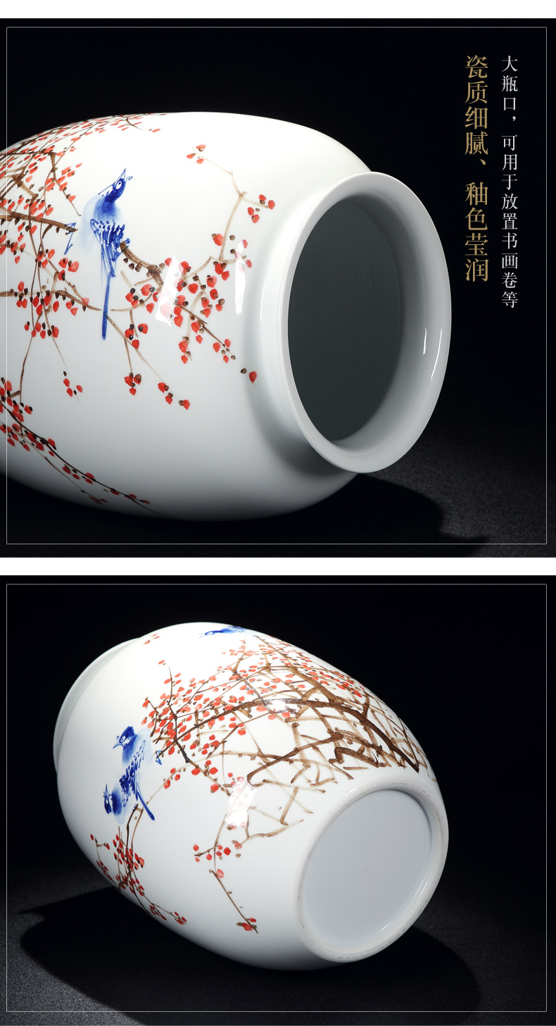 Jingdezhen craftsmen shot loose guo - hua liu qin works hand - made antique porcelain dou color flower vase