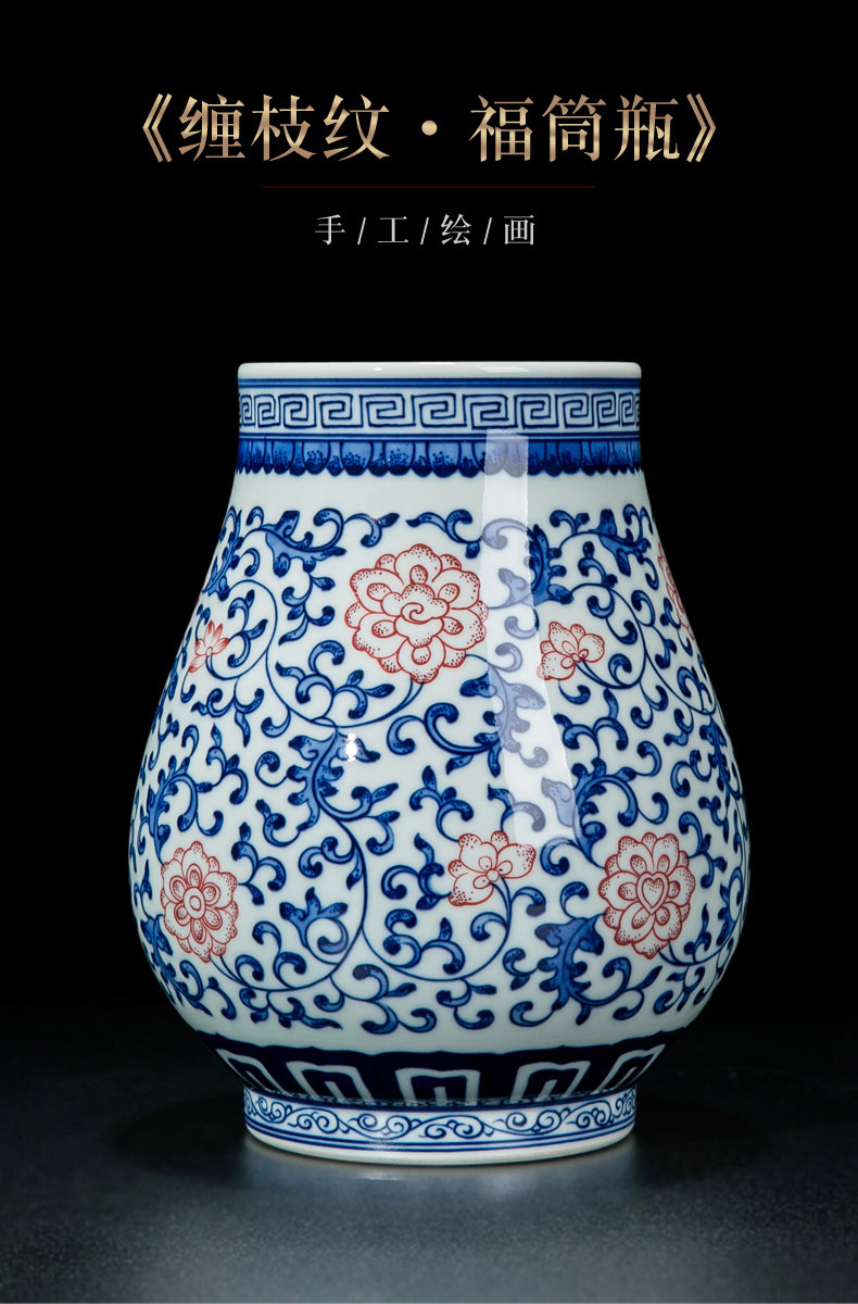 Vase furnishing articles ceramic flower implement decoration flower arranging small sitting room jingdezhen blue and white Chinese antique hand - made of vases