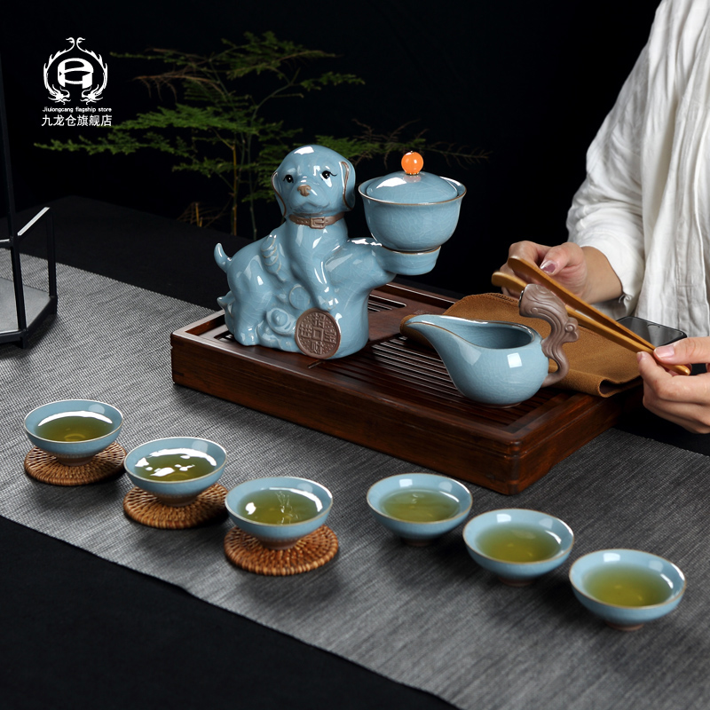 DH jingdezhen domestic kung fu tea set automatic tea your up of a complete set of tea cups of pottery and porcelain tea cups