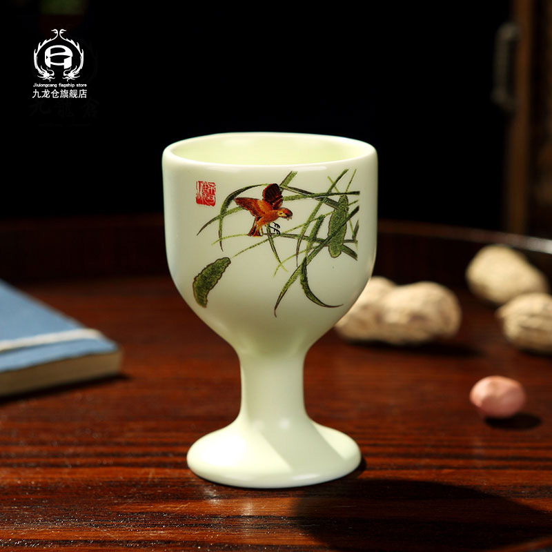 DH jingdezhen ceramic glass decanters toast single cup Chinese creative goblet household classic white wine cup