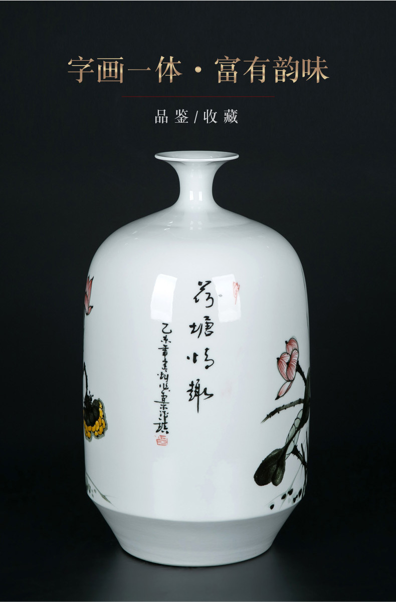 Jingdezhen Chinese vase household mesa adornment furnishing articles sitting room flower arranging traditional classical ceramics handicraft