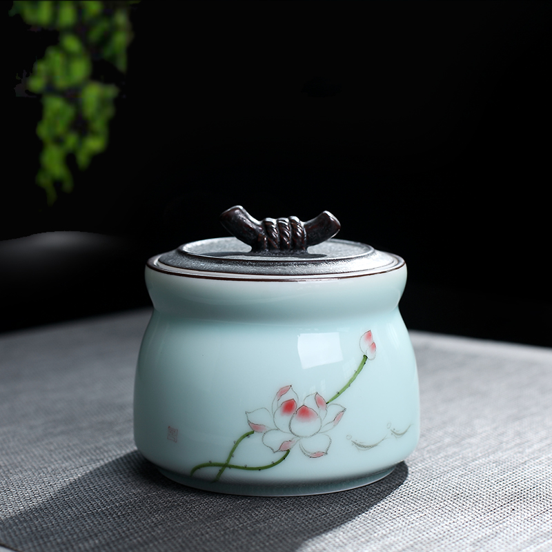 DH general green tea jingdezhen ceramic tea caddy fixings seal pot of tea cake celadon store receives the tea pot