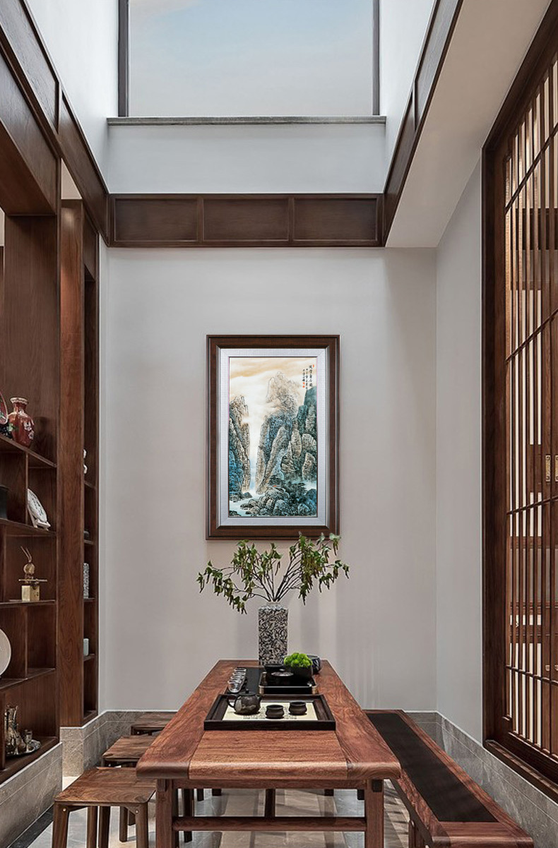 Jingdezhen manual coloured drawing or pattern porcelain plate painting Chinese real wood adornment landscape painting the living room sofa setting wall hangs a picture