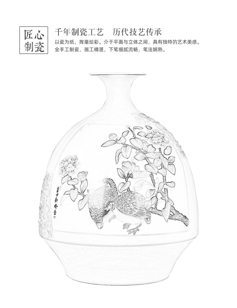 The Living room TV cabinet vase decoration furnishing articles wine ceramic bottle of household of Chinese style modern manual hand - made porcelain vase