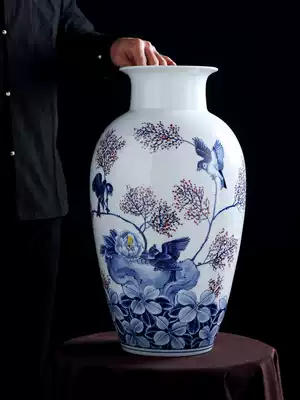 Jingdezhen ceramic vase decoration large household living room modern new Chinese handmade porcelain bottle decoration