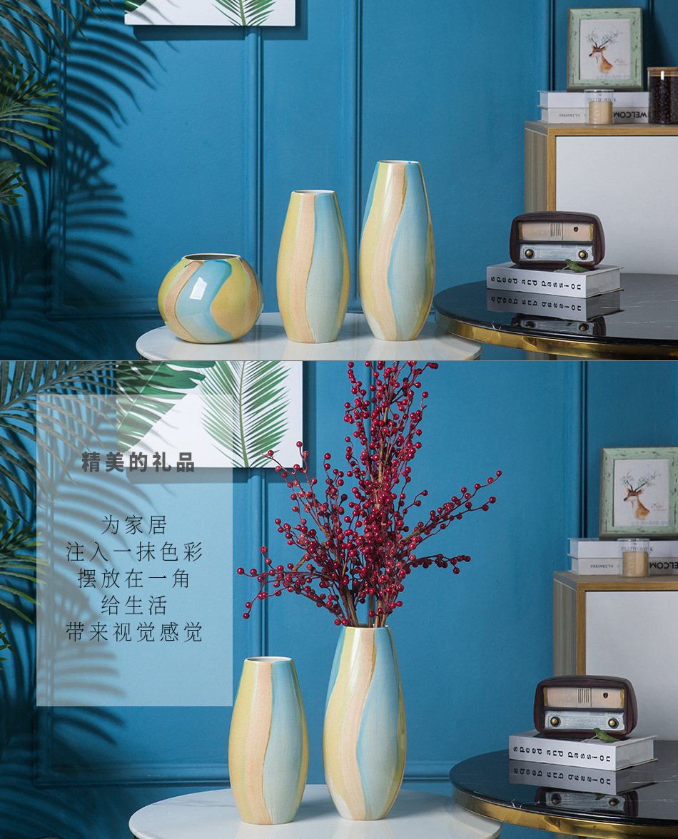 Jingdezhen ceramic vases, flower implement office of new Chinese style household decorative furnishing articles desktop soft outfit craft jewelry flower receptacle