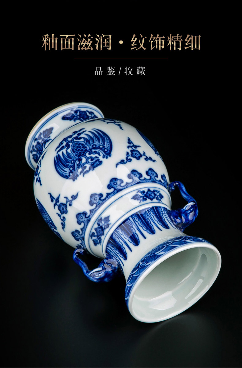 Ceramic vase furnishing articles sitting room adornment jingdezhen porcelain antique flower arranging innovative new Chinese style wood porcelain bottles