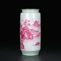 Jingdezhen Chinese hand-painted vase home furnishings living room decoration traditional classical scroll calligraphy and painting storage ceramics