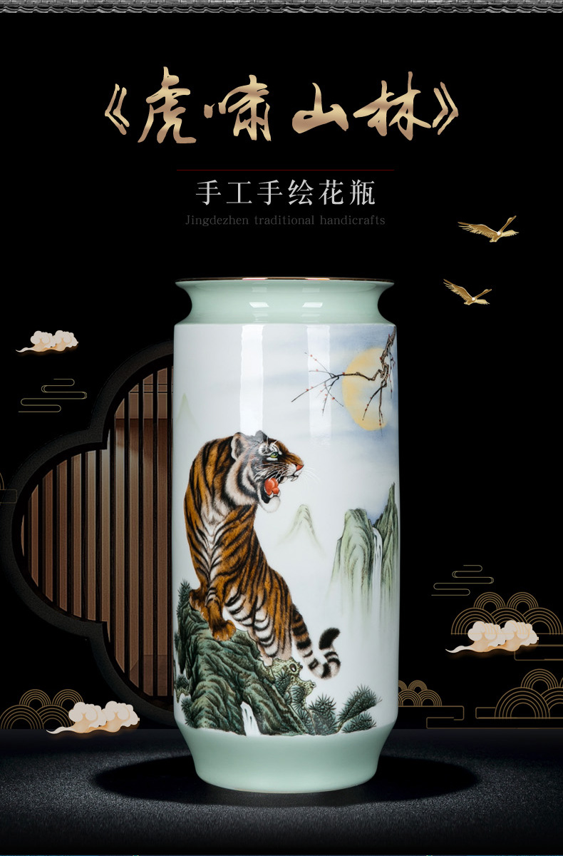 Manual coloured drawing or pattern vase furnishing articles jingdezhen large sitting room storage traditional classic Chinese style household decoration ceramics