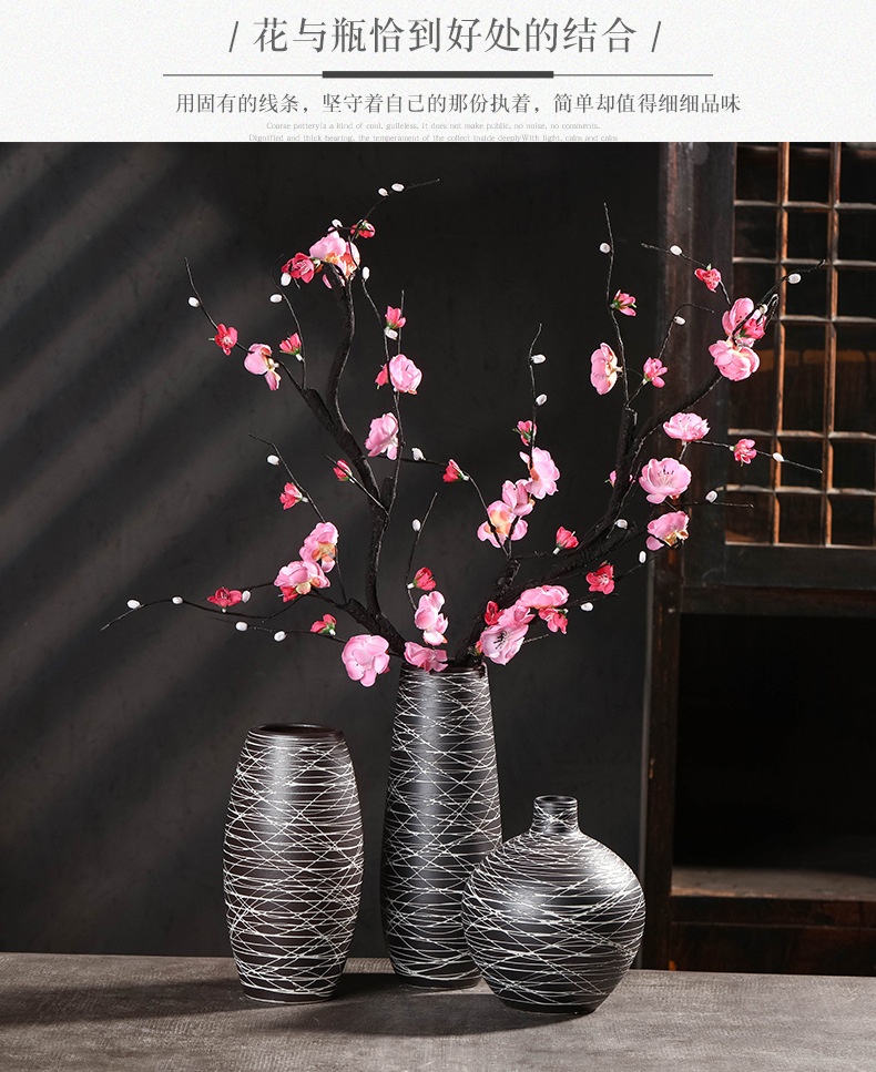 Contracted to restore ancient ways of jingdezhen ceramic vase three - piece ceramic handicraft furnishing articles sitting room desktop flower arranging flowers