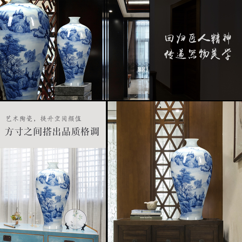 Jingdezhen porcelain vase painting shan spring bottle sitting room of Chinese style painting porcelain vase