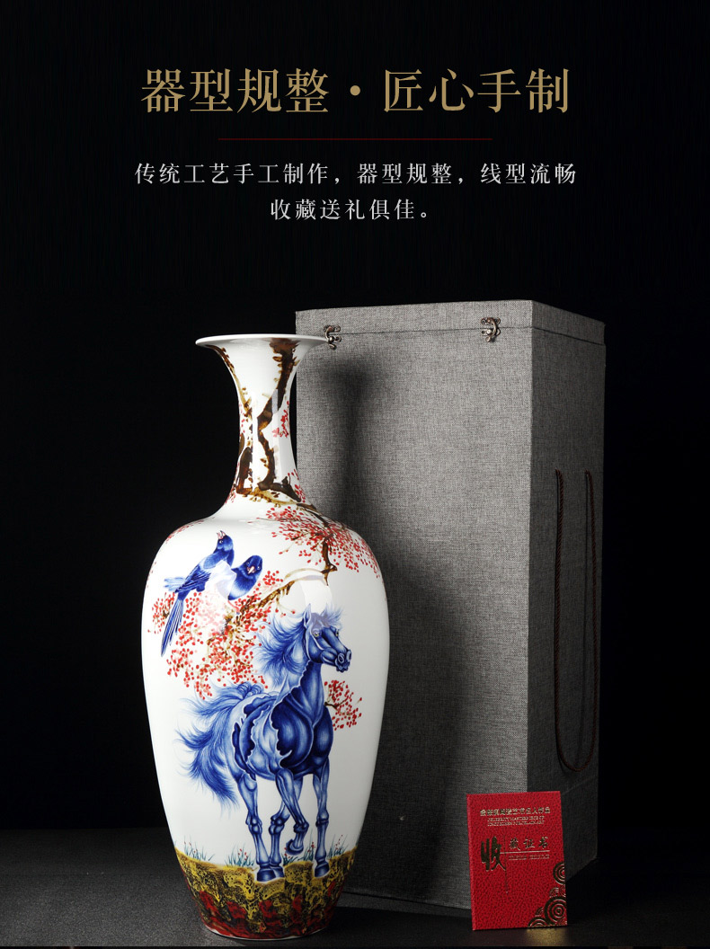 Animals and jingdezhen blue and white color bucket hand - made vases of flowers and birds hei vase is placed immediately