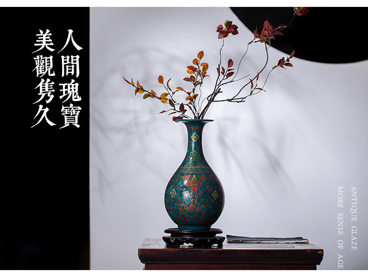 Jingdezhen ceramic vases, hand draw colored enamel porcelain of archaize okho spring Chinese rich ancient frame sitting room adornment is placed