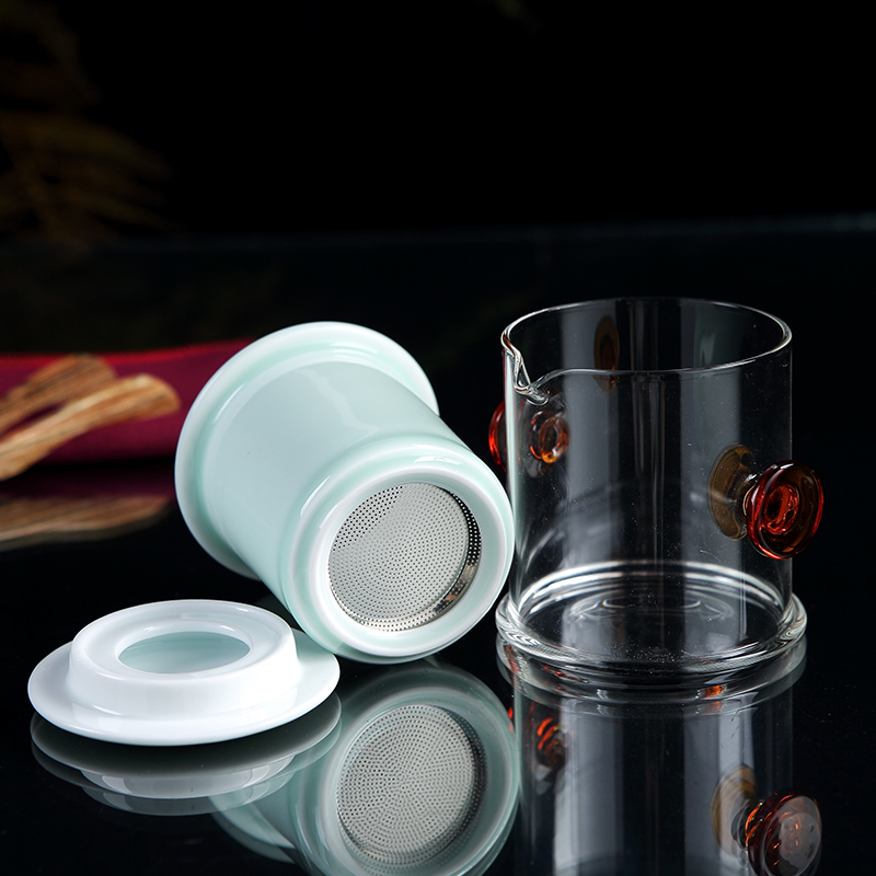 DH jingdezhen tea set ceramic kung fu tea tea tea tray of a complete set of celadon pot of a complete set of tea cups