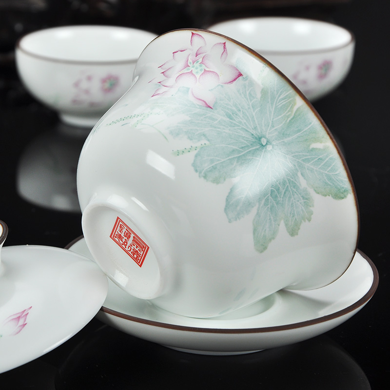 DH jingdezhen tea sets of household ceramics tureen tea cups of a complete set of Chinese contracted kung fu tea set