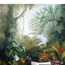 Art Era Medieval Hand Painted Tropical Rainforest Plant Landscape Bedroom Living Room TV Background Wall Custom Mural Painting