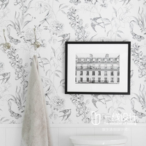 British import wall paper Inform rural Yanzi style light extravagant black and white lead stroke SIBYLLA GARden spot