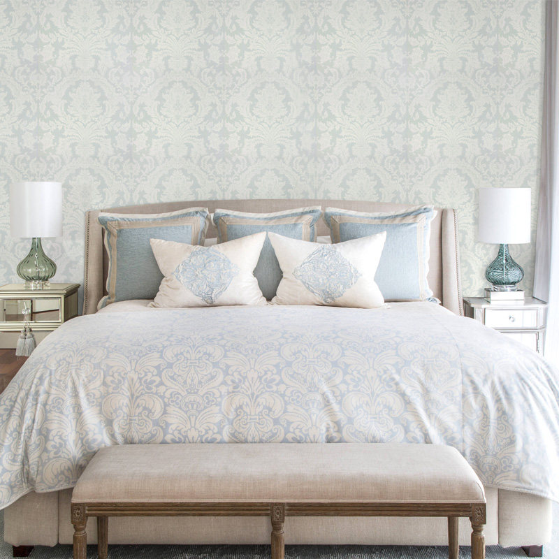 American Original Imported Blue Mountain Living Room Bedroom TV Background Wall Wallpaper Elegant Damascus Wallpaper