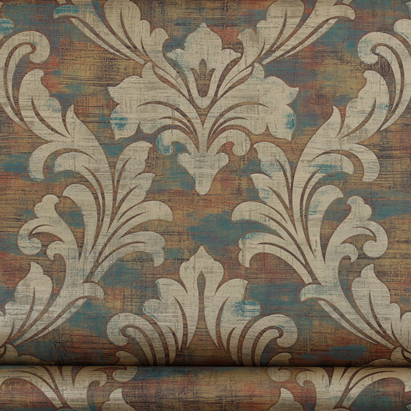 American imported American Damascus atmospheric wallpaper bedroom living room study TV background wall pure paper wallpaper