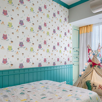 Art era owl flower and grass animal childrens room wall wallpaper non-woven paper wallpaper