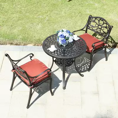 Outdoor three sets indoor and outdoor dining table courtyard iron combination open-air garden anti-corrosion balcony casual cast aluminum table and chair
