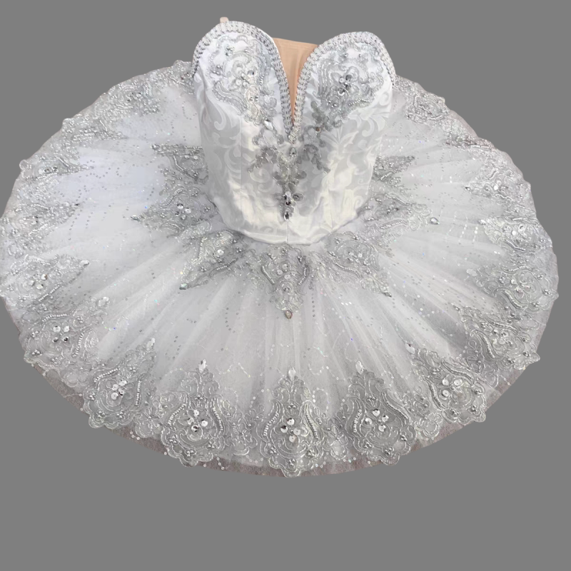 Ballet Skirt for Kidsren, Female Silver Fairy Tutu Skirt, Tutu Skirt, White Swan Lake Gauze Skirt, Adult Competition Performance Costume