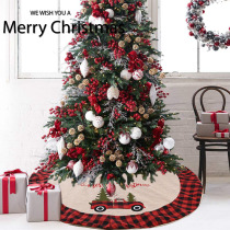 2020 Christmas Decorations Accessories Car Christmas Tree Skirt Plaid Fabric Christmas Tree Bottoms Dress Up Tree Apron