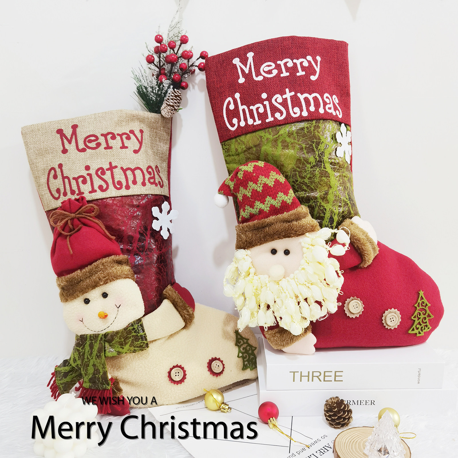 Christmas Socks Gift Bags Christmas Decorations Pendant Seniors Gift Socks Nursery School Children Size Candy Bags-Taobao