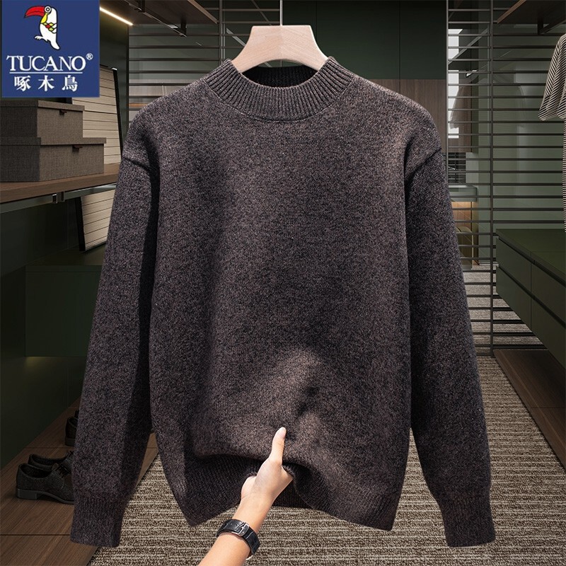 Woodpecker High-Quality Heavyweight Men's Half-Turtleneck Knitted Long-Sleeve Winter Casual Fashion Versatile Warm Sweater Trend Woodpecker High-Quality Heavyweight Men's Half-Turtleneck Knitted Long-Sleeve Winter Casual Fashion Versatile Warm Sweater Trend