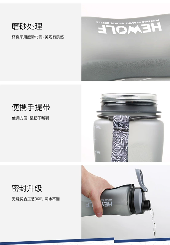 Nam Sói Nước cầm tay ngoài trời Cúp sinh viên Chà tay Tập thể dục Không gian Chai thể thao leo núi Chai nước du lịch