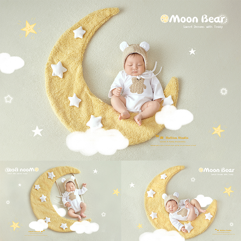 Full Moon Props Newborn Photography Clothing Newborn Baby Photo Clothes Studio Confinement Photo Big Moon Theme