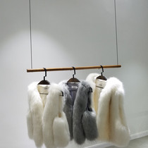 Clothing store display rack wooden stick double-layer hanger wall clothing rack hanging steel wire hanging womens and childrens clothing store shelves