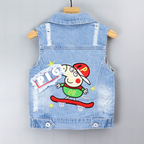 Boy Spring-autumn monolayer cowboy waistcoat outside wearing 2022 new Korean version Childrens foreign air vest small and medium-sized child horse clamping tide