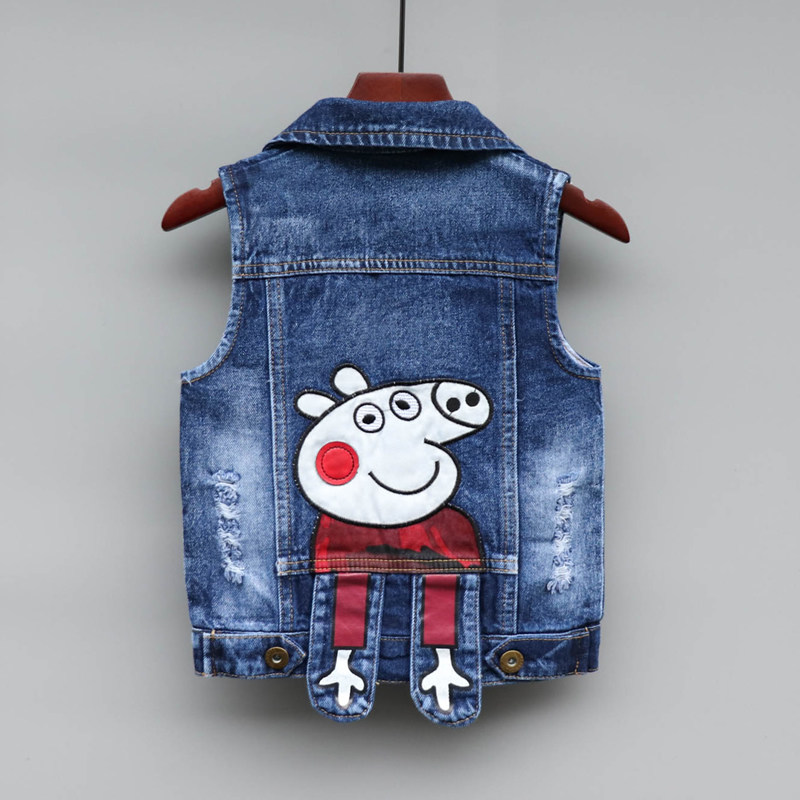 Korean version of children's clothing boy Spring and autumn denim cardio-hoodie jacket female baby vest children waistcoat 0-2-4-6-8-year-old damp