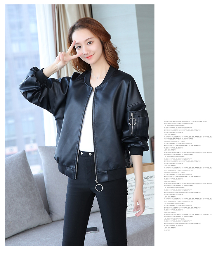 2018 mùa xuân và mùa thu mới của Hàn Quốc phiên bản của mỏng ngắn pu Harajuku bf hoang dã giản dị mỏng đồng phục bóng chày da của phụ nữ áo khoác áo da nữ